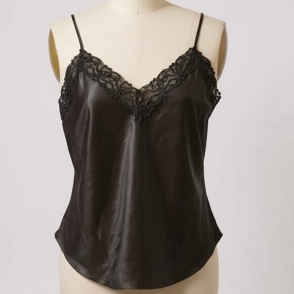 Victoria's Secret Tops - Vintage Victoria’s Secret Black Satin Lace Camisole Lingerie Top Size Medium